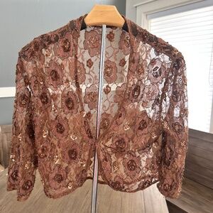 Brown beaded dress shawl, cape , shrug M